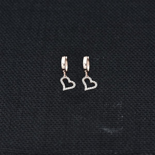 Gümüş Taşlı Kalp Sallantılı Küpe