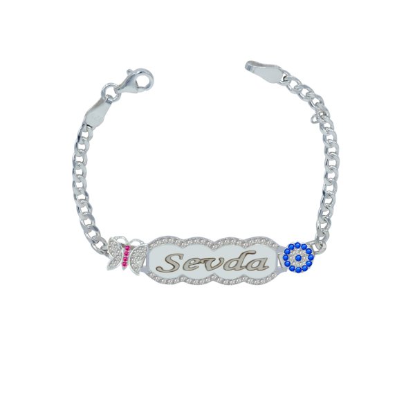 Gümüş Nazar Boncuklu İsimli Çocuk Bileklik