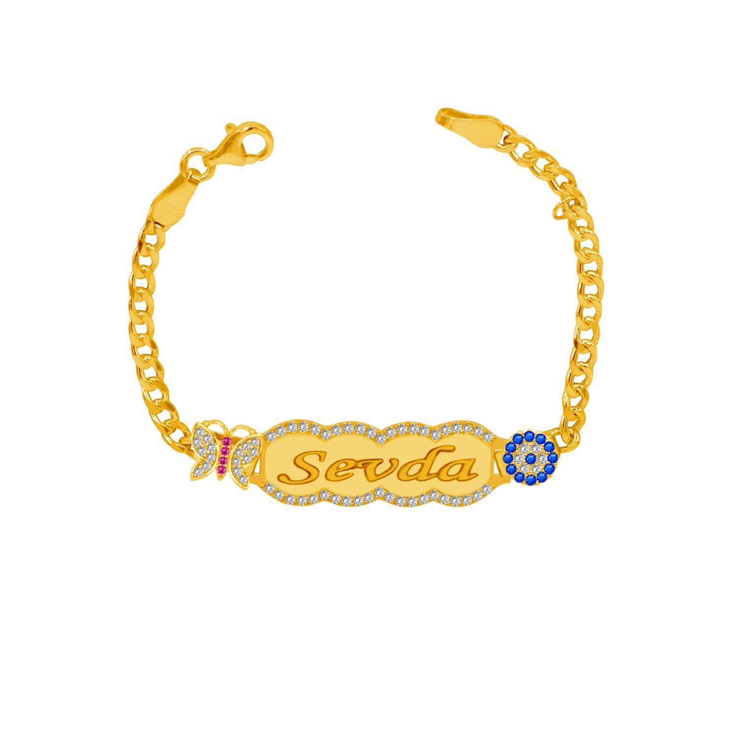 Gümüş Nazar Boncuklu İsimli Çocuk Bileklik