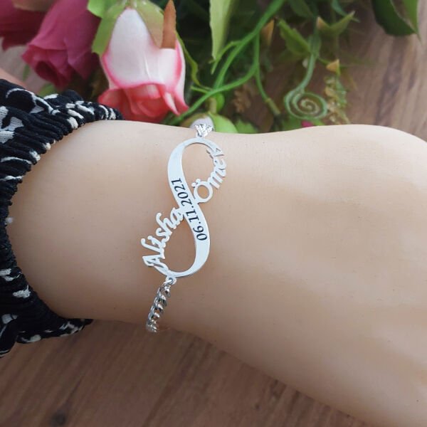 Gümüş Taşsız Sonsuzluk İsimli Bayan Bileklik