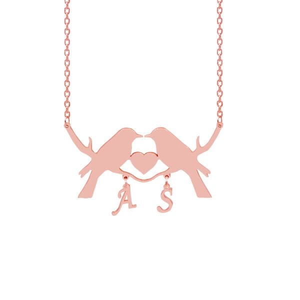 Gümüş Kişiye Özel Kuş Tasarımlı Harfli Kolye