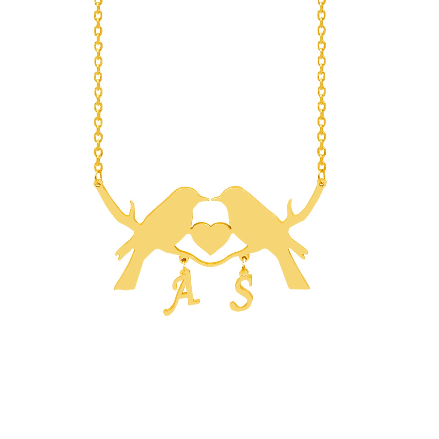 Gümüş Kişiye Özel Kuş Tasarımlı Harfli Kolye