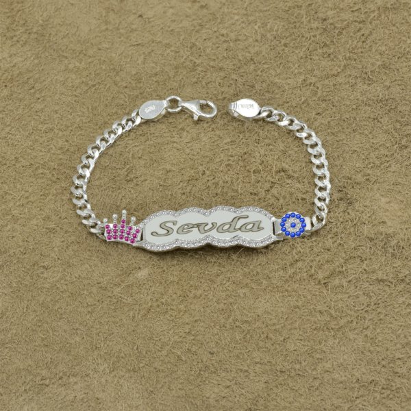 Gümüş Taçlı İsimli Çocuk Künyesi