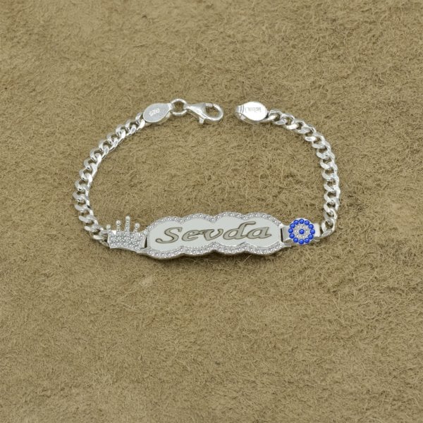 Gümüş Taşlı Bulutlu İsimli Çocuk Bileklik