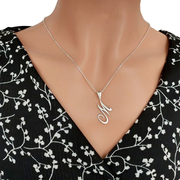 Gümüş Taşsız Harf Kolye