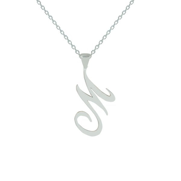 Gümüş Taşsız Harf Kolye