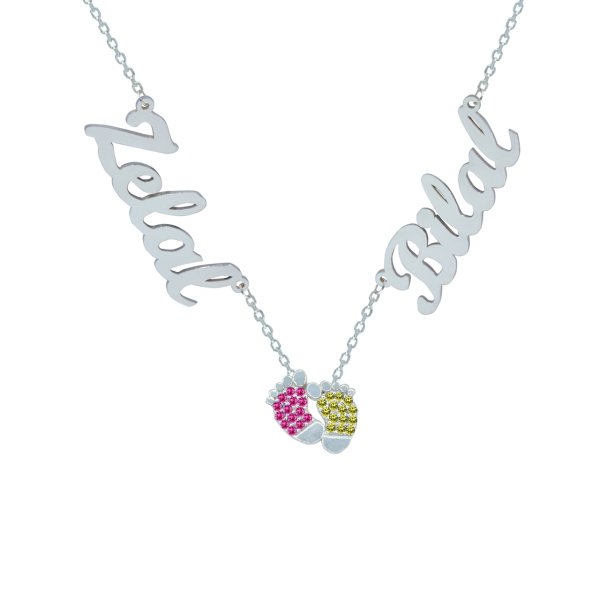 Gümüş Patikli 2 İsimli Aile Kolyesi