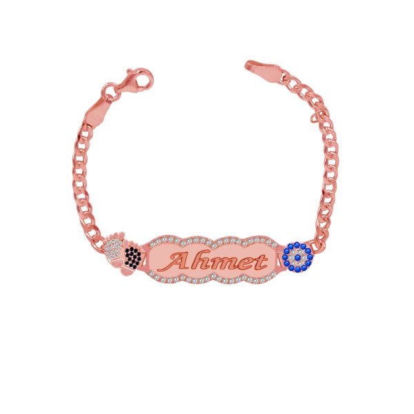 Gümüş Siyah Beyaz Patikli İsimli Çocuk Künyesi