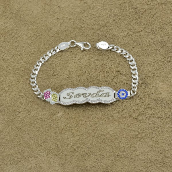 Gümüş Nazarlık Bulut İsimli Bebek Bileklik