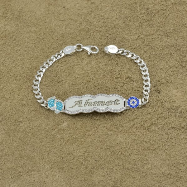 Gümüş Nazarlık İsimli Erkek Çocuk Bileklik