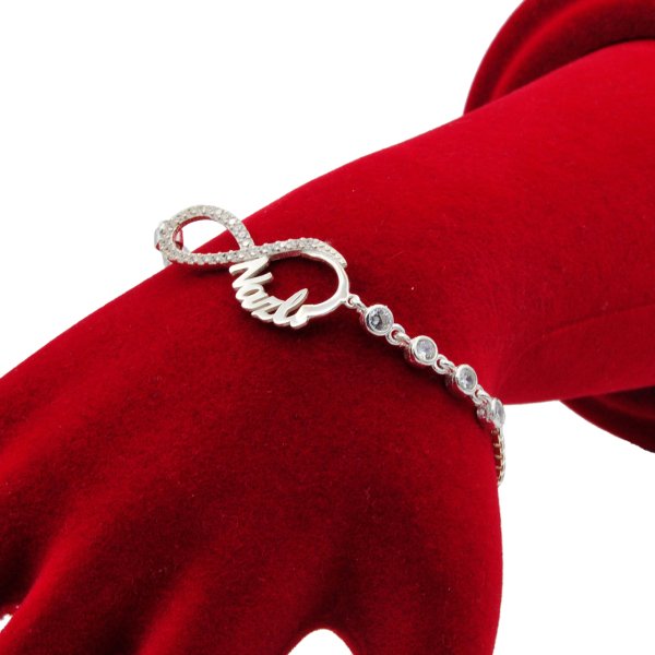 Gümüş Taşlı Sonsuzluk İsimli Bayan Bileklik