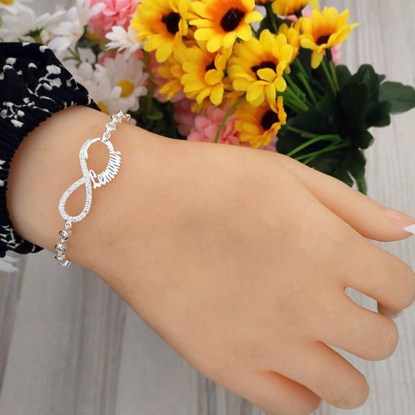 Gümüş Taşlı Sonsuzluk İsimli Bayan Bileklik