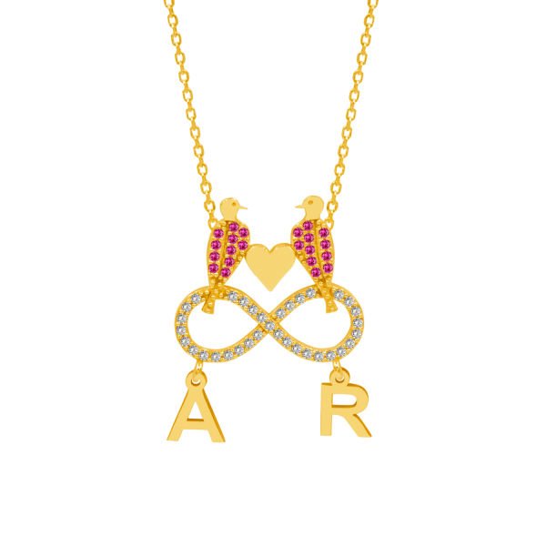 Gümüş Taşlı Kuş Sonsuzluk Tasarım Altı Harfli Kolye