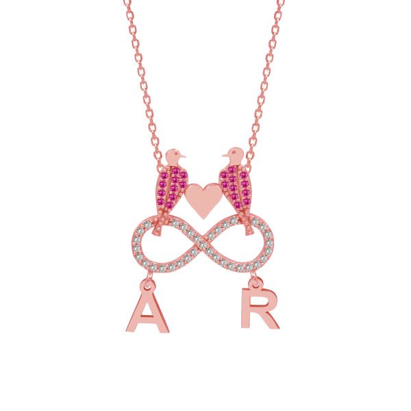 Gümüş Taşlı Kuş Sonsuzluk Tasarım Altı Harfli Kolye