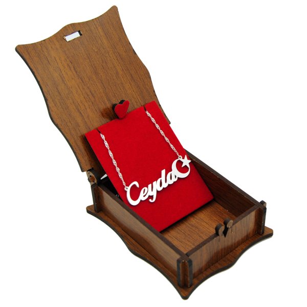 Gümüş Özel Tasarım Ay Yıldızlı İsimli Kolye