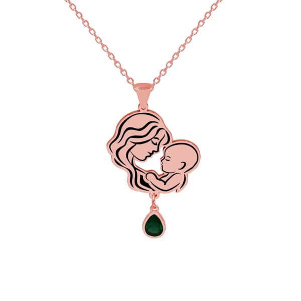 Gümüş Anneler Gününe Özel Anne Bebek Kolyesi