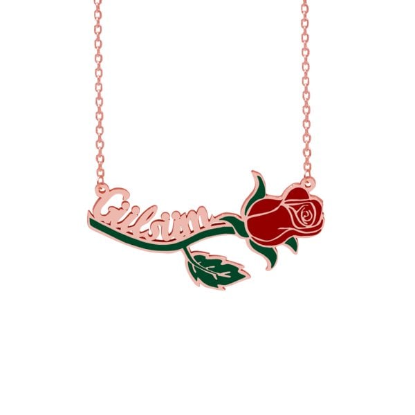 Gümüş Özel Tasarım Güllü İsimli Kolye