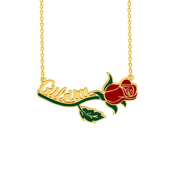 Gümüş Özel Tasarım Güllü İsimli Kolye