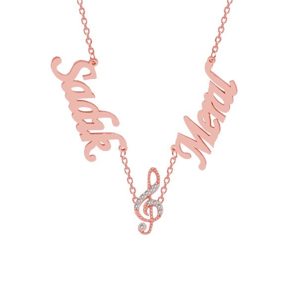 Gümüş Solo Anahtarı 2 İsimli Aile Kolyesi