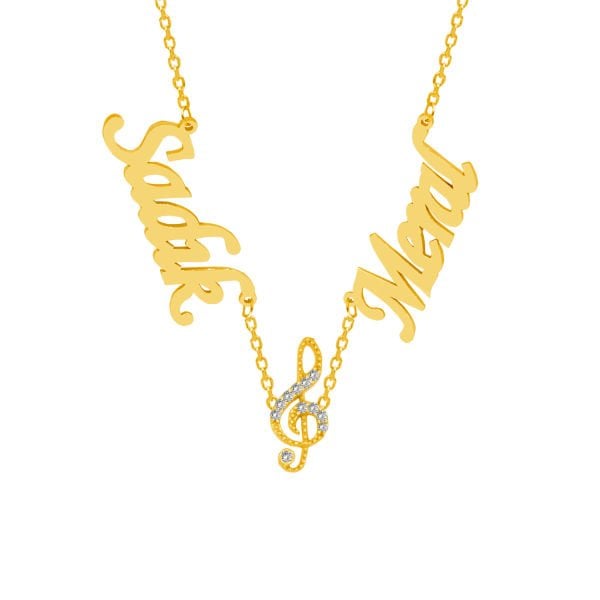 Gümüş Solo Anahtarı 2 İsimli Aile Kolyesi