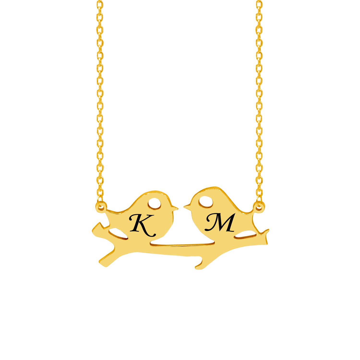 Gümüş Kişiye Özel Kuş Tasarımlı Harfli Kolye