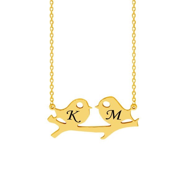 Gümüş Kişiye Özel Kuş Tasarımlı Harfli Kolye