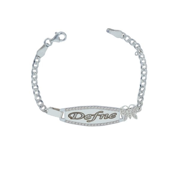 Gümüş Plaka İsimli Çocuk Bilekliği