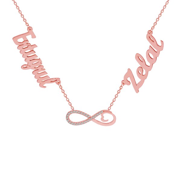 Gümüş Taşlı Sonsuzluk 2 İsimli Aile Kolyesi