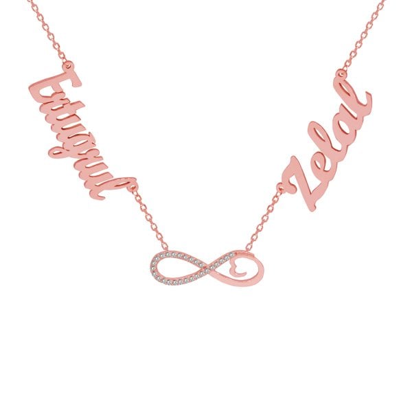 Gümüş Taşlı Sonsuzluk 2 İsimli Aile Kolyesi