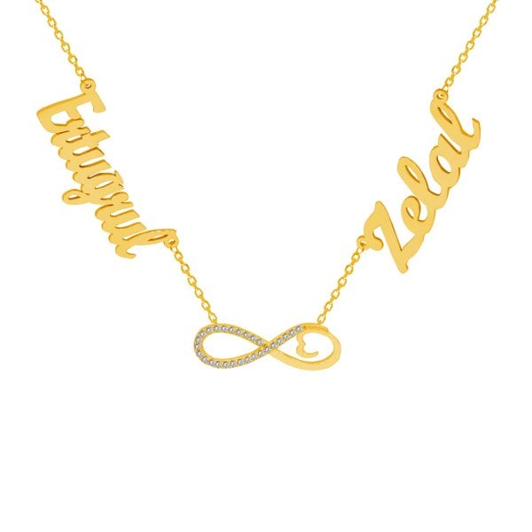 Gümüş Taşlı Sonsuzluk 2 İsimli Aile Kolyesi