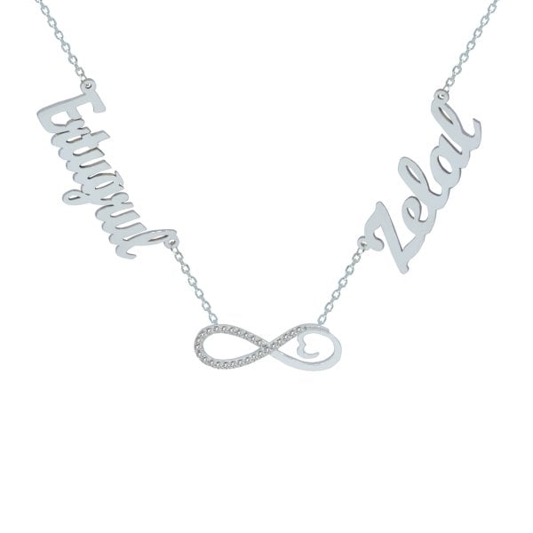 Gümüş Taşlı Sonsuzluk 2 İsimli Aile Kolyesi