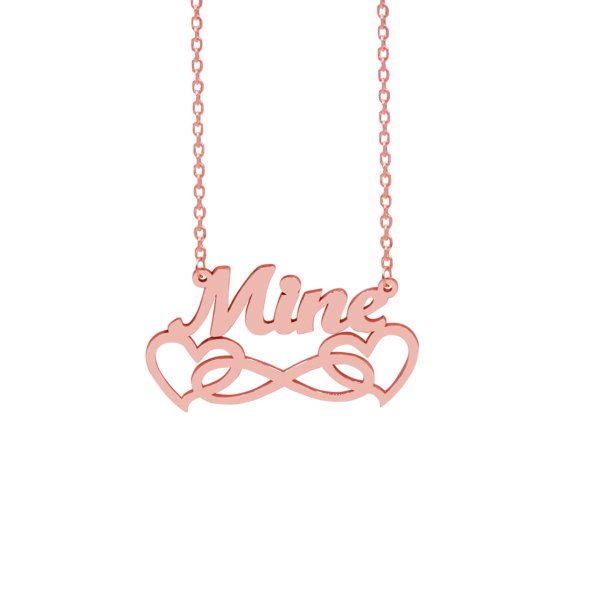 Gümüş Altı Kalpli Sonsuzluk Desenli İsimli Kolye