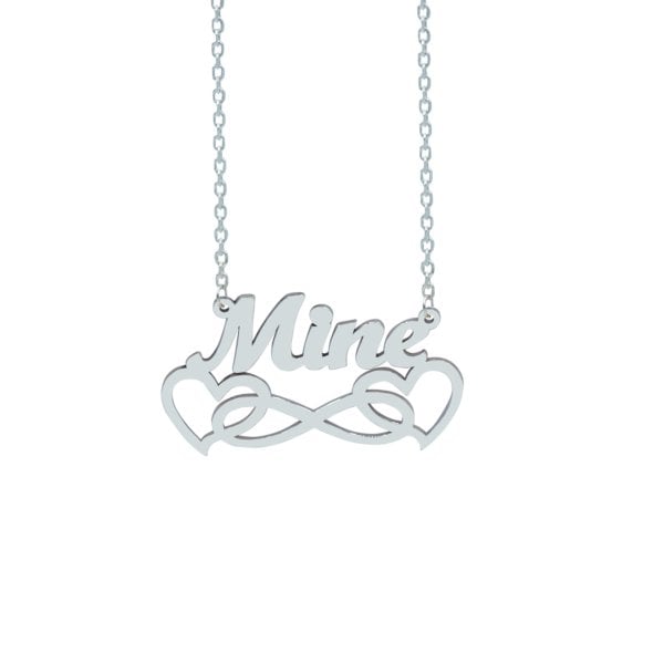 Gümüş Altı Kalpli Sonsuzluk Desenli İsimli Kolye