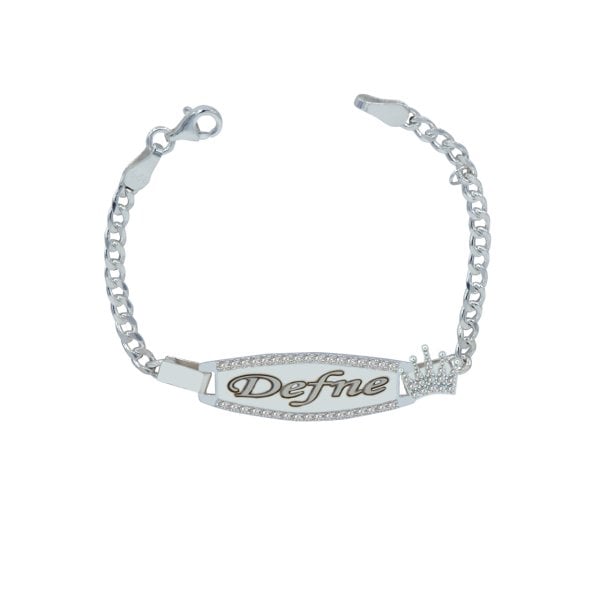 Gümüş Taşlı İsimli Çocuk Bileklik