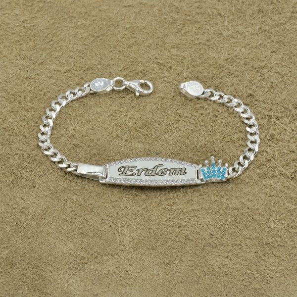 Gümüş Taçlı Erkek Çocuk Künyesi