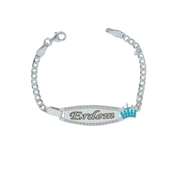 Gümüş Taçlı Erkek Çocuk Künyesi