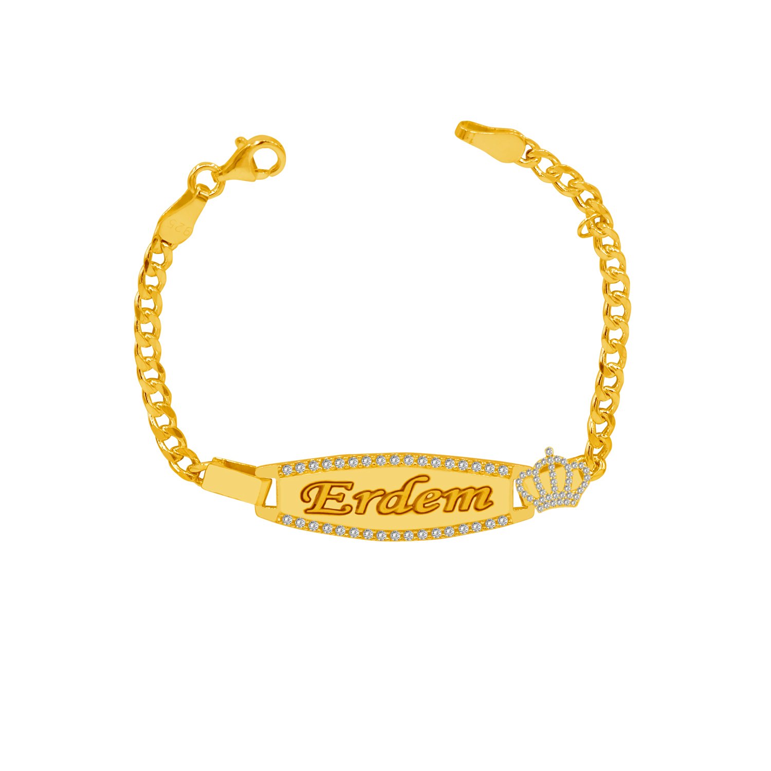 Gümüş Taşlı Plaka İsimli Çocuk Bileklik