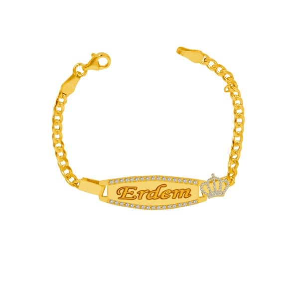 Gümüş Taşlı Plaka İsimli Çocuk Bileklik