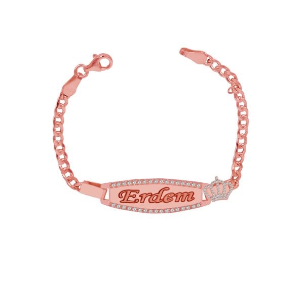 Gümüş Taşlı Plaka İsimli Çocuk Bileklik