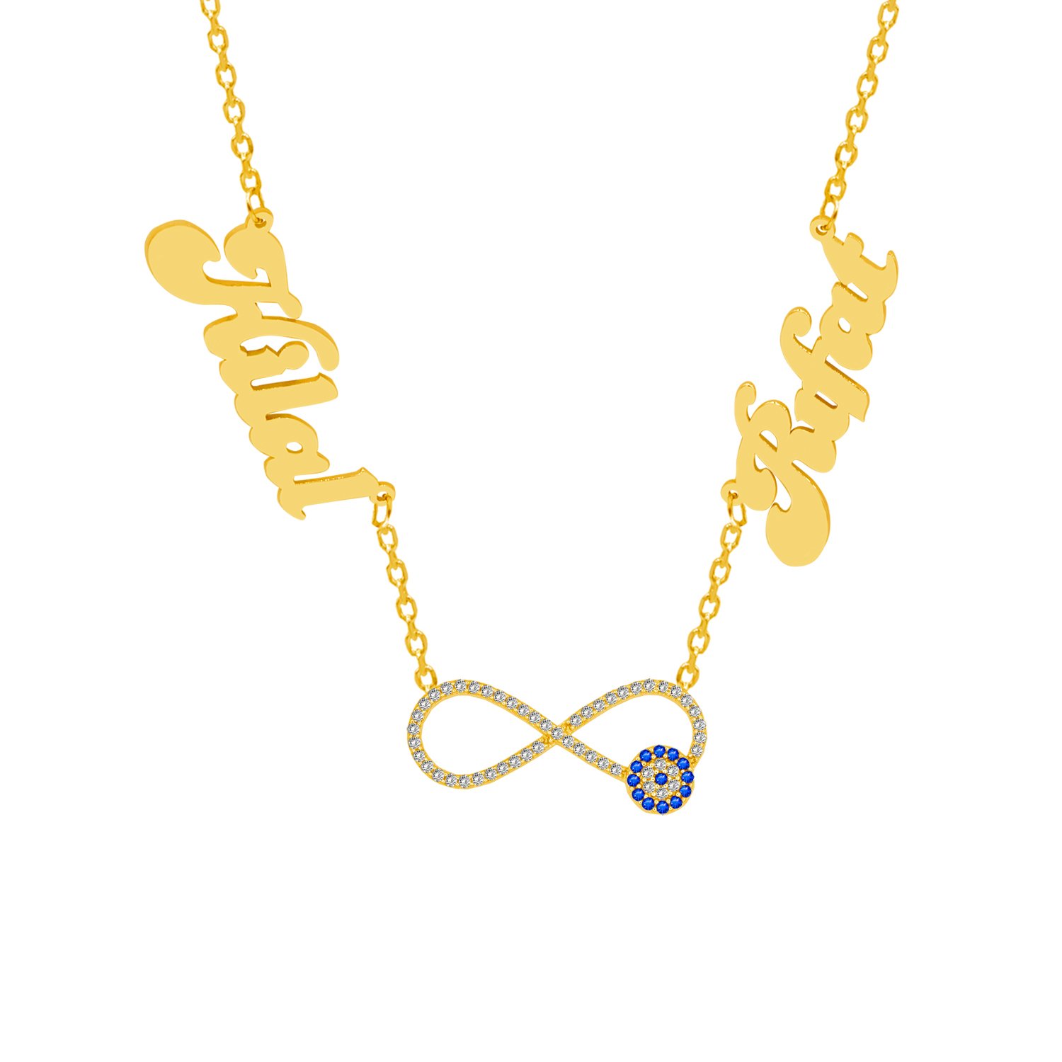 Gümüş Nazar Boncuklu Sonsuzluk 2 İsimli Kolye