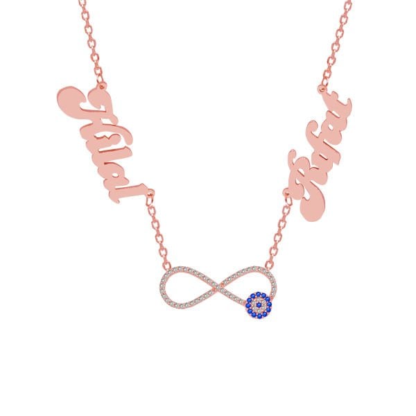 Gümüş Nazar Boncuklu Sonsuzluk 2 İsimli Kolye