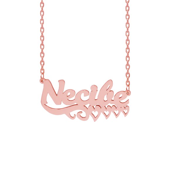 Gümüş Altı Kalp Desenli İsimli Kolye