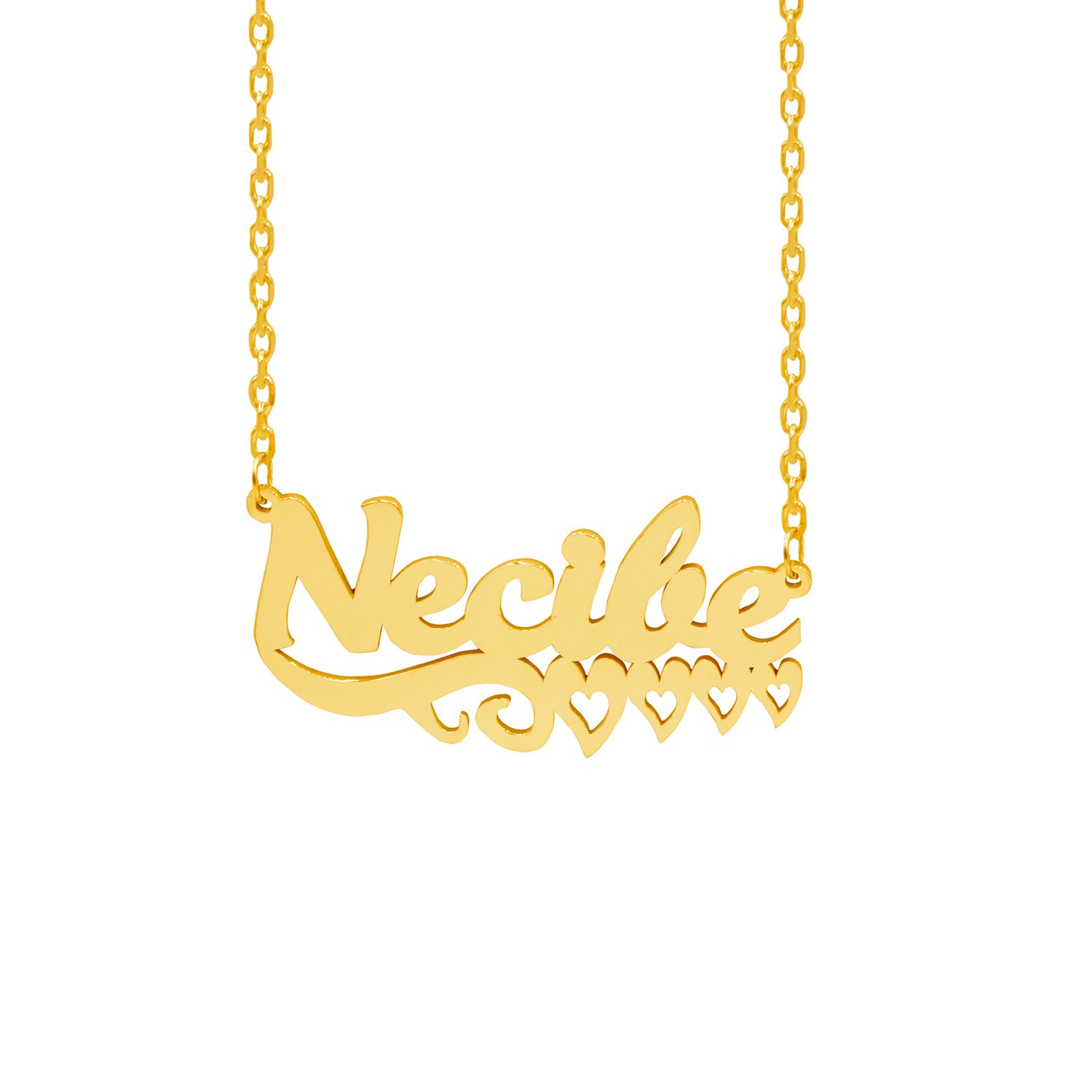 Gümüş Altı Kalp Desenli İsimli Kolye