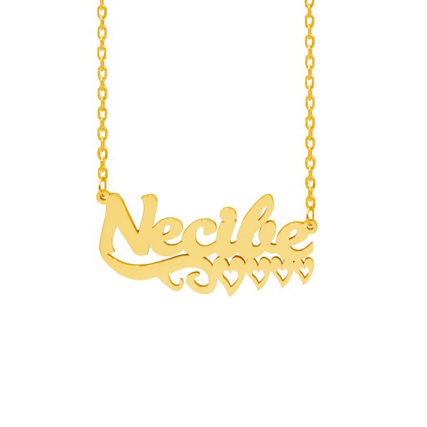 Gümüş Altı Kalp Desenli İsimli Kolye