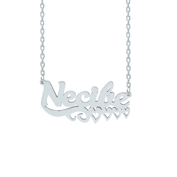 Gümüş Altı Kalp Desenli İsimli Kolye