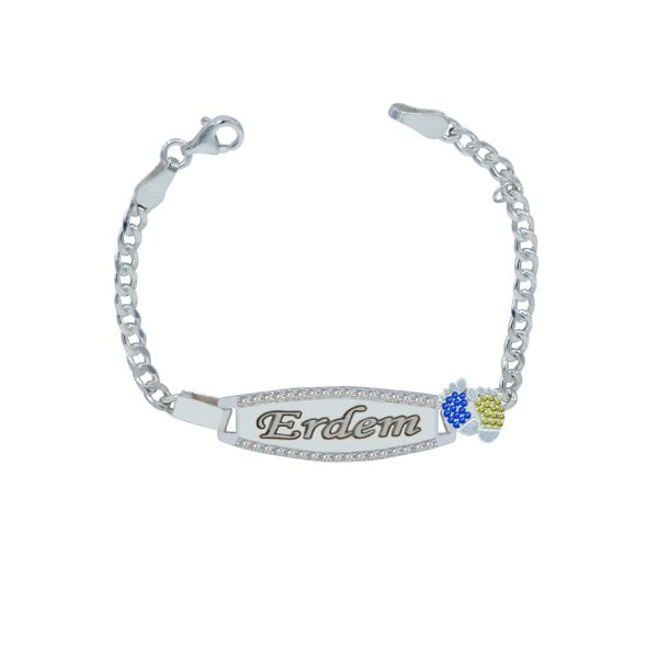 Gümüş Taşlı Plaka İsimli Çocuk Künyesi