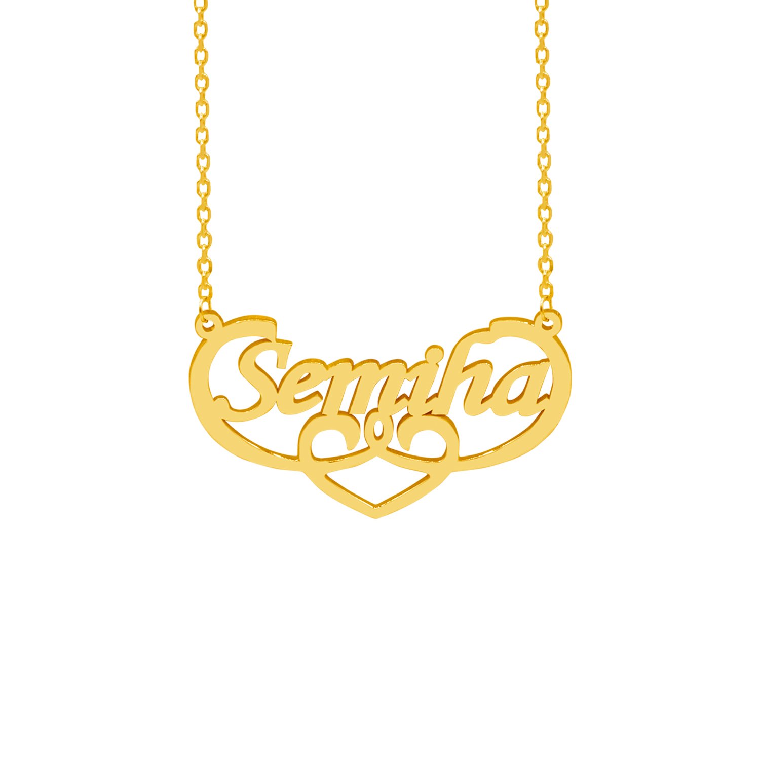 Gümüş Özel Tasarım Altı Kalp Desenli İsimli Kolye