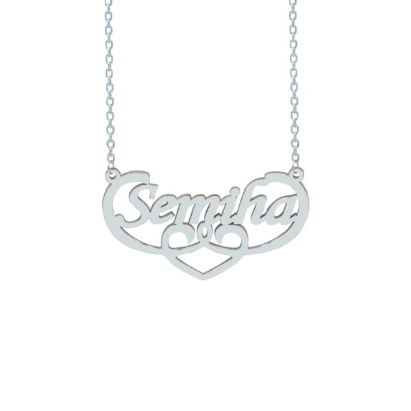 Gümüş Özel Tasarım Altı Kalp Desenli İsimli Kolye