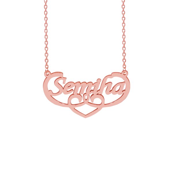 Gümüş Özel Tasarım Altı Kalp Desenli İsimli Kolye