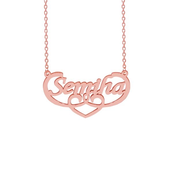 Gümüş Özel Tasarım Altı Kalp Desenli İsimli Kolye